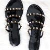 FLASH DEAL: Studded Straps Jelly Flats Sandals-Black (Size 6)