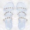 FLASH DEAL: Studded Straps Jelly Flats Sandals-Clear (Size 6)