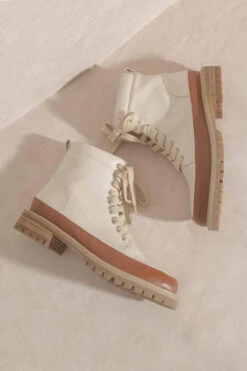 Two Tone Hiking Combat Boots With Lug Sole-Beige And Brown -Outlet Shiny Steps Store alissa 27 beige3