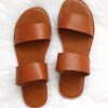 Two Strap Band Sandals-Brown