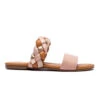 Braided Two Band Sandals Slides-Blush Brown And Gold
