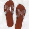 FLASH DEAL: Clear H Band Cutout Sandals Slides-Clear (Size 6)