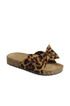 KIDS' SIZE - Animal Print Faux Suede Bow Sandals-Leopard Print -Outlet Shiny Steps Store berk 24k leopard2