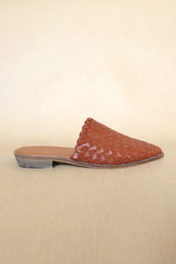 Woven Pointy Toe Closed Toe Flat Mules Slides-Camel Brown 3 Woven Pointy Toe Closed Toe Flat Mules Slides-Camel Brown -Outlet Shiny Steps Store bristol tan2