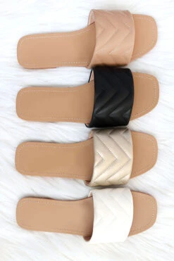 Every Day Quilted Sandal Slides-White -Outlet Shiny Steps Store courtney allcolors1