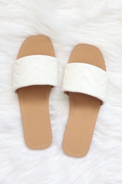 Every Day Quilted Sandal Slides-White