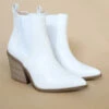 Tall Ankle Booties With Side Elastic And Stacked Heel-White Croc
