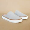 Open Back Perforated Casual Slip On Flat Sneakers Shoes-Light Grey
