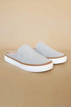 Outlet Shiny Steps Store 7 Open Back Perforated Casual Slip On Flat Sneakers Shoes-Light Grey