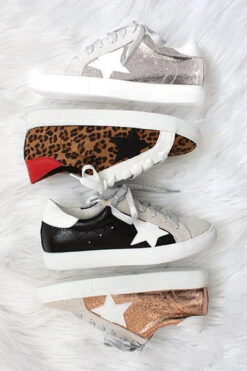 Metallic Lace Up Low Top Star Sneakers-Rose Gold -Outlet Shiny Steps Store dale allcolors2 5