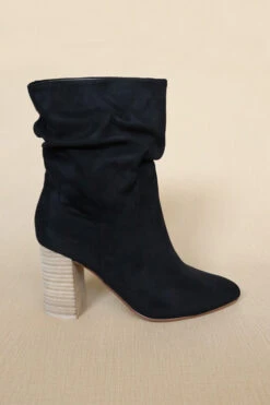 New Release 12 Slouchy Closed Toe Boots With Block Heel-Black