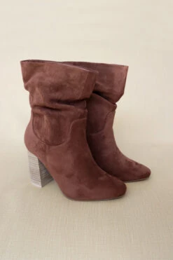 New Release 14 Slouchy Closed Toe Boots With Block Heel-Chestnut Brown