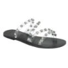 Clear Strappy Rhinestone Sandals-Black & Clear