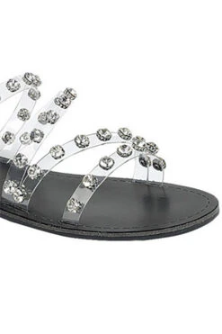 Clear Strappy Rhinestone Sandals-Black & Clear -Outlet Shiny Steps Store dorit 26 blackclear2