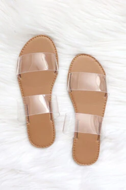 Clear Two Strap Band Sandals-Clear