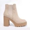 Chelsea Ankle Boots With Lug Sole Chunky High Heel-Taupe