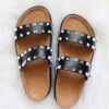 Studded Double Strap Platform Sandals Slides-Black