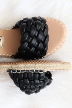 Braided Woven Espadrille Sandals Slides-Black -Outlet Shiny Steps Store exam 20 black3