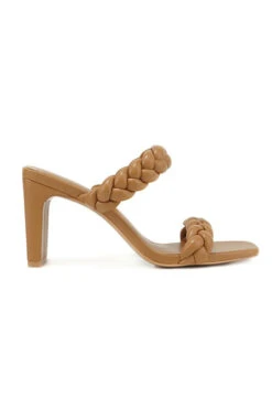 Braided Woven Heels-Camel Brown