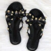 KIDS Girls Studded Bow Flip Flops Jelly Sandals-Black