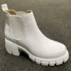 Chelsea Ankle Boots With Lug Sole Chunky Heel-White