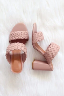 Chunky Braided Woven Heels-Mauve Blush Pink