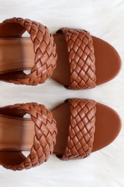 Chunky Braided Woven Heels-Tan Brown -Outlet Shiny Steps Store meg 1 tan3