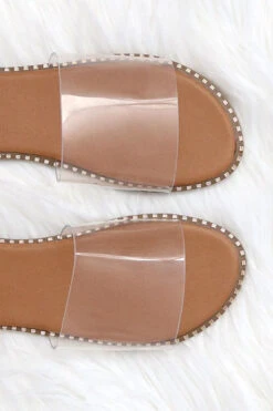 Single Band Gold Trim Sandals Slides-Clear 5 Single Band Gold Trim Sandals Slides-Clear -Outlet Shiny Steps Store micah 1 clear2 1