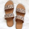 Double Band Gold Trim Sandals Slides-Leopard Print