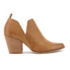 Ankle Slit Side Cutout Closed Toe Booties With Block Heel-Camel Brown