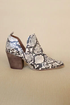 Ankle Slit Side Cutout Closed Toe Booties With Block Heel-Black -Outlet Shiny Steps Store misty 01 snake2 2