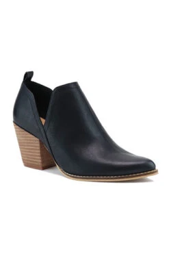 Ankle Slit Side Cutout Closed Toe Booties With Block Heel-Taupe -Outlet Shiny Steps Store misty 01 taupe3