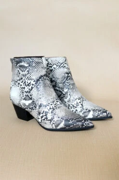 Pointy Closed Toe Booties-Snake Python Print