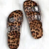 Clear Double Strap Buckle Sandals With Animal Print Sole-Leopard Print