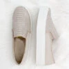 Snake Textured Casual Slip On Flat Shoes Sneakers-Taupe