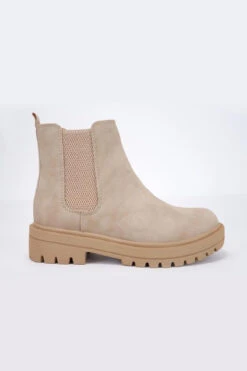 Chelsea Ankle Boots With Lug Sole-Beige