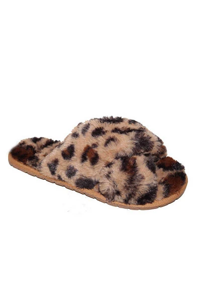 FLASH DEAL: X Cross Band Cozy Fur Slippers Slides-Leopard Print (Size 8.5) 2 FLASH DEAL: X Cross Band Cozy Fur Slippers Slides-Leopard Print (Size 8.5) - Image 2