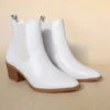 Faux Leather Low Heel Chelsea Booties-Beige Off White