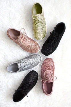 Lace Up Glitter Bomb Sneakers Shoes-Rose Gold - (LIMITED TIME SALE!) -Outlet Shiny Steps Store remy 18 kids colors3 2
