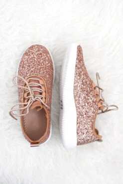 Lace Up Glitter Bomb Sneakers Shoes-Rose Gold - (LIMITED TIME SALE!)