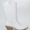 Embroidered Tall Western Cowboy Cowgirl Boots-White