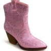 Rhinestone Cowgirl Western Booties Cowboy Boots-Pink
