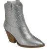 Rhinestone Cowgirl Western Booties Cowboy Boots-Silver