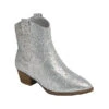 KIDS Girls Rhinestone Cowgirl Western Booties Cowboy Boots-Silver (Kids Size)