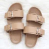 Cute Double Strap Buckle Sandals-Camel Brown