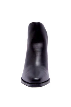 Faux Leather Pointy Toe Side Cutout Booties-Black -Outlet Shiny Steps Store slay 70 black4