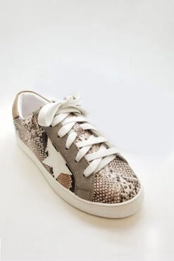Animal Snake Print Lace Up Low Top Star Sneakers-Snake Print