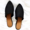 Faux Suede Pointy Toe Closed Toe Flat Mules Sandals Slides-Black