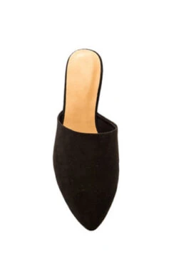 Faux Suede Pointy Toe Closed Toe Flat Mules Sandals Slides-Black -Outlet Shiny Steps Store swirl 126 blacksuede4