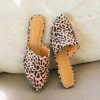Pointy Toe Closed Toe Flat Mules Sandals Slides-Cheetah Leopard Print